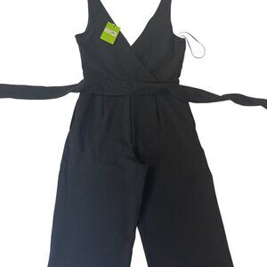 Sam Edelman. Tie Waist Crop wide leg black jumpsuit. Size 8. Made in China.